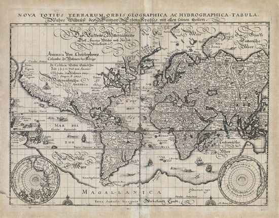 MERIAN, MATTHAEUS. Nova Totius Terrarum Orbis Geographica ac Hydrographica Tabula.